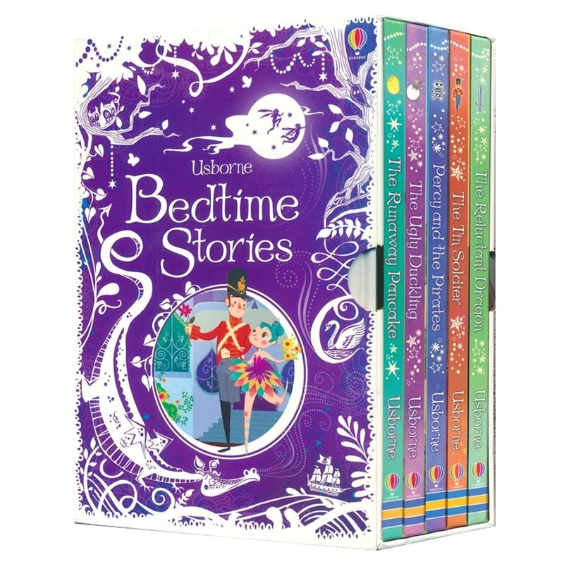 Usborne Bedtime Stories 尤斯伯恩 睡前读物5册盒装 全彩桥梁故事 丑小鸭 逃跑的煎饼 懒龙的故事 珀西与海盗 英文原版进口图书