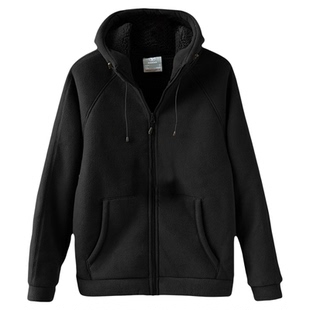 舍它其谁 比羽绒还保暖 重磅仿羊羔绒内里双面加绒秋冬连帽男外套