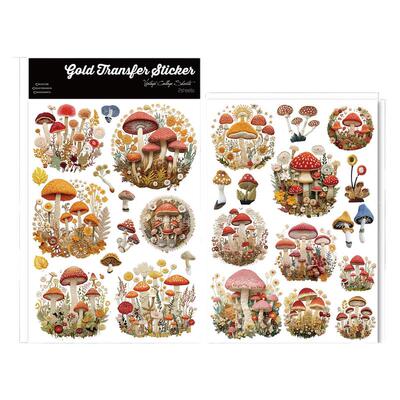 防水水晶贴纸刺绣蘑菇水杯贴