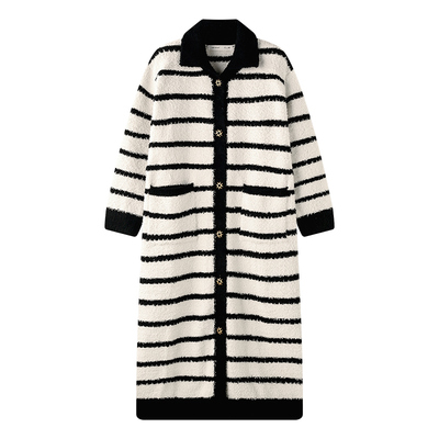 贝妍秋冬半边绒小香风长袖睡袍女