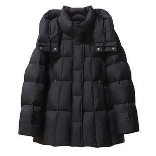 2025冬新款羽绒服女中长款收腰中款小个子90白鸭绒泡芙面包服加厚