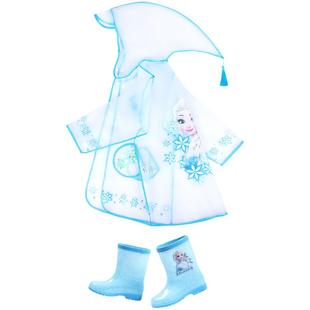 儿童雨衣女童幼儿园宝宝3-8岁宝宝爱莎公主小童透明雨披雨鞋套装