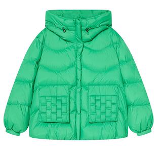 Goodland美地女装冬季时尚BV绿色短款蓬松感白鸭绒羽绒服