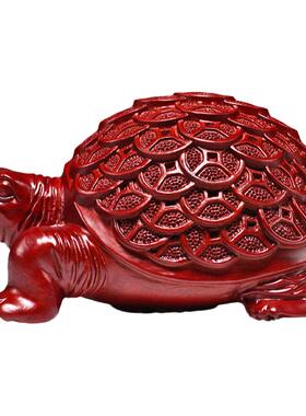 木质铜钱龙龟摆件客厅装饰工艺品