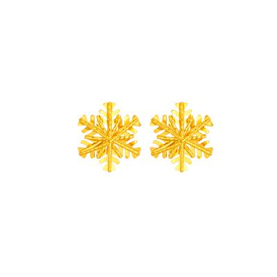 周大生黄金耳钉耳饰足金雪花耳钉送女友老婆妈妈情人节七夕礼物