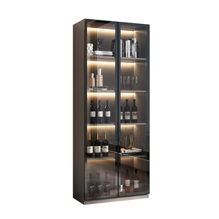 2026年新款酒柜带客厅靠墙玻璃柜定制家用一体实木展示柜餐厅柜子