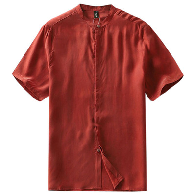 夏季男士加肥蚕丝半袖唐装