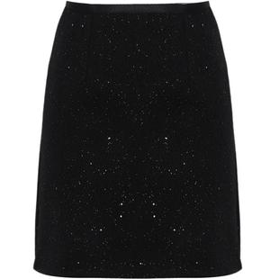 DPLAY【惠品】黑色亮片半身裙女新款好看短裙a字裙秋冬毛呢半裙