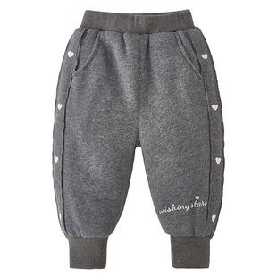 女童棉裤小童加绒卫裤冬季保暖裤子儿童加厚束脚长裤冬款宝宝冬装