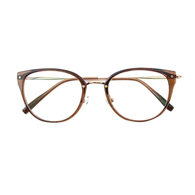 纪禾超轻纯钛冷茶色猫眼近视眼镜