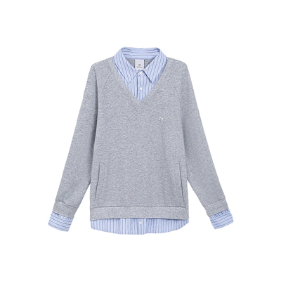 TurnSignal条纹假两件长袖卫衣女