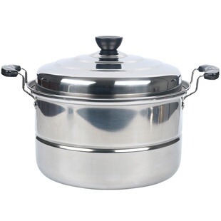 不锈钢锅加厚蒸锅一层电磁炉家用1层小单层迷你小的汤锅24cm26cm