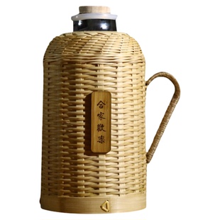 热水瓶竹编家用暖瓶传统复古茶室大容量宿舍玻璃内胆开水瓶暖水壶