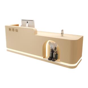 美容院美甲理发店铺接待前台网红奶油风男女服装店收银台柜台吧台