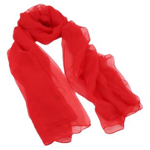 新款丝巾女大红蚕丝春夏季防晒纯色舞蹈百搭活动定制纱巾刺绣LOGO