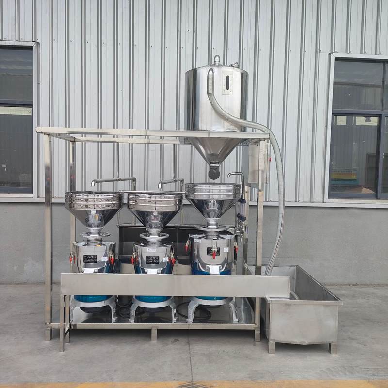 大型磨浆系统全自动三联磨浆机自动上豆搅渣设备组商用高效