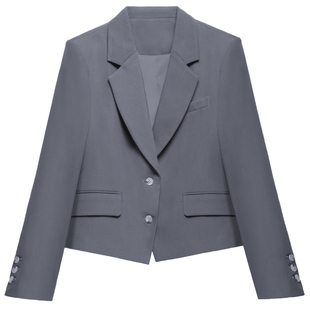 图曼朵灰色西装套装裙女春季新款通勤面试小个子职业正装西服外套