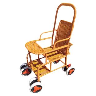 婴儿竹藤推车轻便夏季仿藤宝宝手推车可躺折叠竹编藤椅儿童小推车