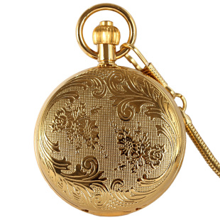 名欧纯铜全自动机械怀表翻盖镂空复古男女学生项链定制刻字照片