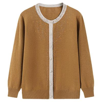 中老年奶奶装镶钻毛衣外套