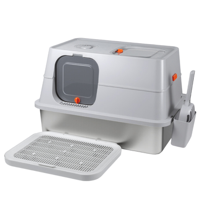 不锈钢猫砂盆侧入式加高款