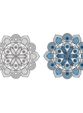 曼陀罗彩色图案彩色涂鸦图案绘画插画电子版图片对照图源文件下载