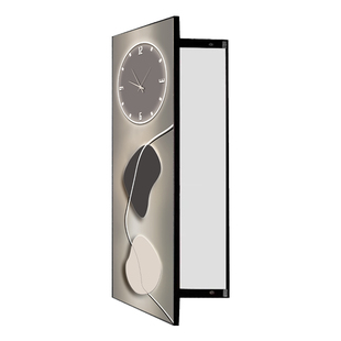 轻奢隐形全身镜开合隐藏镜子带时钟挂钟表试衣镜装饰画壁挂穿衣镜