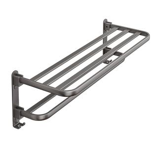 枪灰毛巾架免打孔卫生间太空铝置物架厕所洗手间壁挂式一体浴巾架