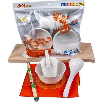 稻壳一次性餐具碗筷6人份套装