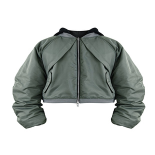 折扣 Far archive 23FW 弯刀弧形拉链连帽棉服金属尼龙bomber夹克