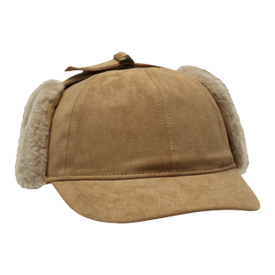 秋冬雷峰帽子男新款加绒护耳保暖麂皮绒鸭舌帽男羊羔绒骑车飞行帽