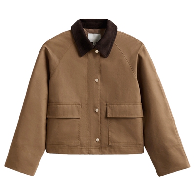 HM女装外套秋新款慵懒巴恩风工装灯芯绒领短夹克1000030