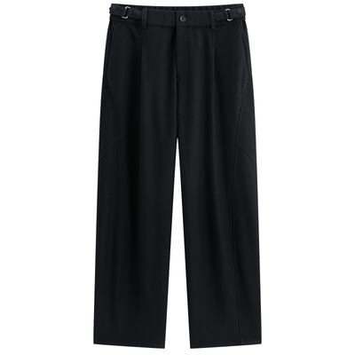 斜纹肌理宽松阔腿休闲裤