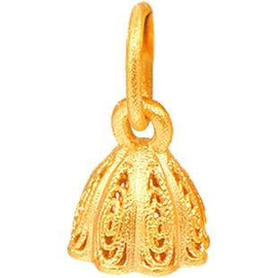 明牌珠宝古法黄金吊坠 足金镂空莲蓬花丝项坠女士DIY链坠AFC0669