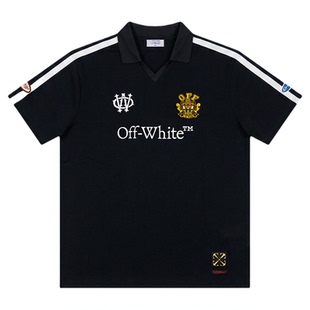 OFF-WHITE™球迷款运动风徽章POLO男女同款夏季休闲宽松短袖上衣