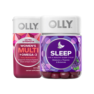 OLLY女性鱼油omega3复合维生素胶囊+褪黑素安瓶睡眠软糖非睡眠片