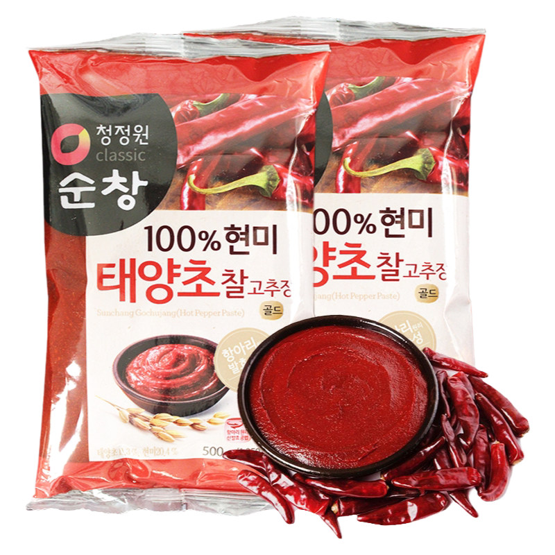韩国进口辣酱顺昌甜辣酱拌饭酱辣炒年糕酱清净园辣椒酱500克袋装