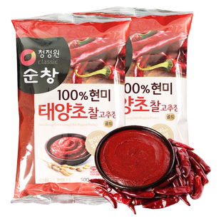 韩国进口辣酱顺昌甜辣酱拌饭酱辣炒年糕酱清净园辣椒酱500克袋装