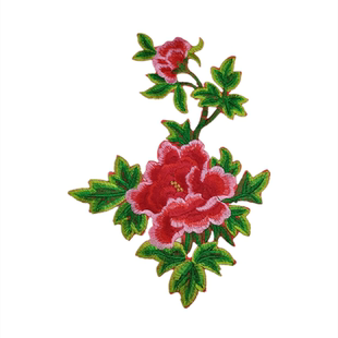 中国风舞台演出配饰手工diy材料布贴新款刺绣牡丹烫花旗袍绣花贴