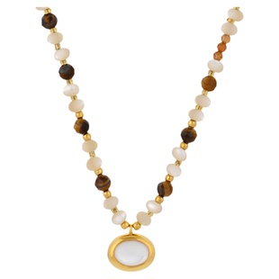 一撇一捺YPYN流年之忆颈饰虎眼石项链925银黄碟贝木变石珠串配饰