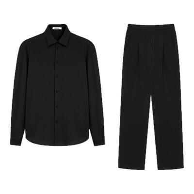 BODYDREAM挺括量感衬衫休闲长袖衬衣男宽松翻领外套/裤子套装