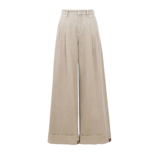 HONRN/红人老钱风高腰阔腿裤女宽松垂感极简风休闲长裤HL11OK158