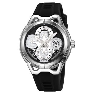 时刻美新款时尚男士手表外贸简约硅胶表带男日历防水腕表