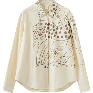 播倪妮同款ENIKO EGED系列小马印花宽松衬衫女26春新款BDT1CD1348