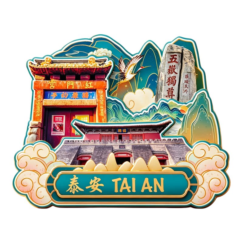 木质磁吸冰箱贴泰安泰山岱庙泰安地下龙宫泰安方特文创纪念伴手礼