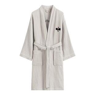 三利纯棉纱布浴袍女款吸水速干四季通用全棉浴衣男洗澡可穿浴巾夏