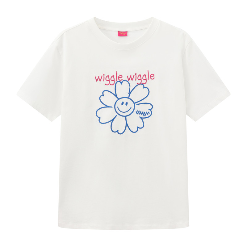 wigglewiggle2026夏季新款韩版时尚休闲笑脸花宽松短袖t恤女