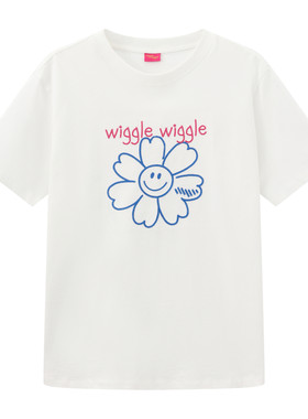 wigglewiggle2026夏季新款韩版时尚休闲笑脸花宽松短袖t恤女