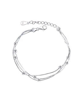 漫步仙境多层圆珠925纯银手链