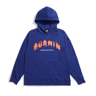 BURNIN *火焰字体连帽卫衣帽衫秋新款卫衣男情侣百搭街头潮